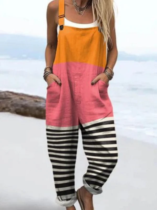 Thalassa - Abstract Geometric Line Pattern Art Jumpsuit