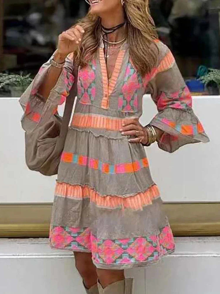 Kissia | Artistic Boho Print Dress